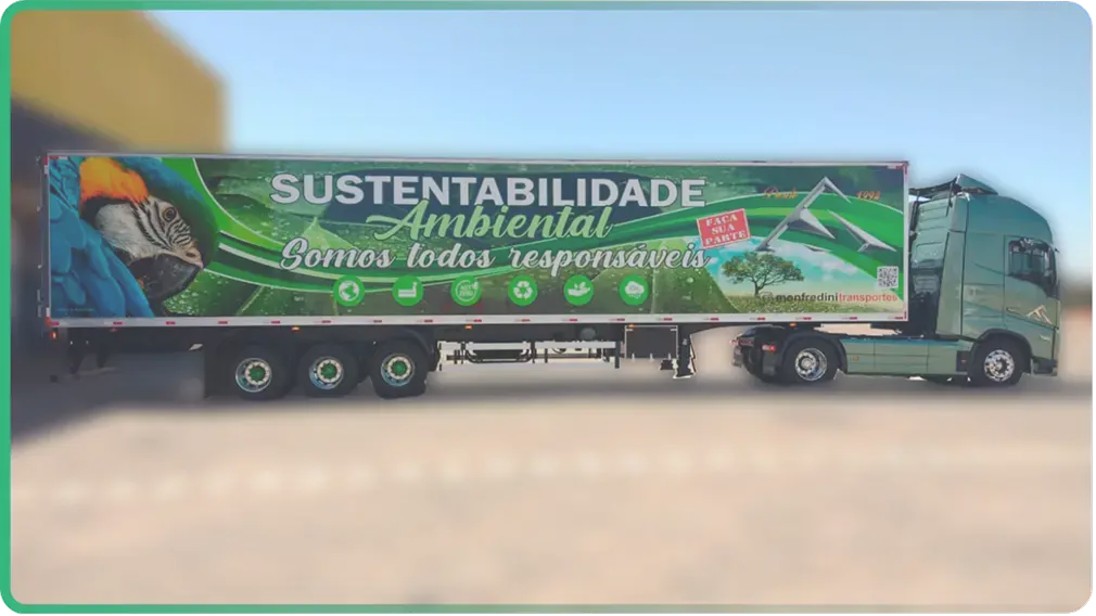 Carreta temática de sustentabilidade da Monfredini Transportes